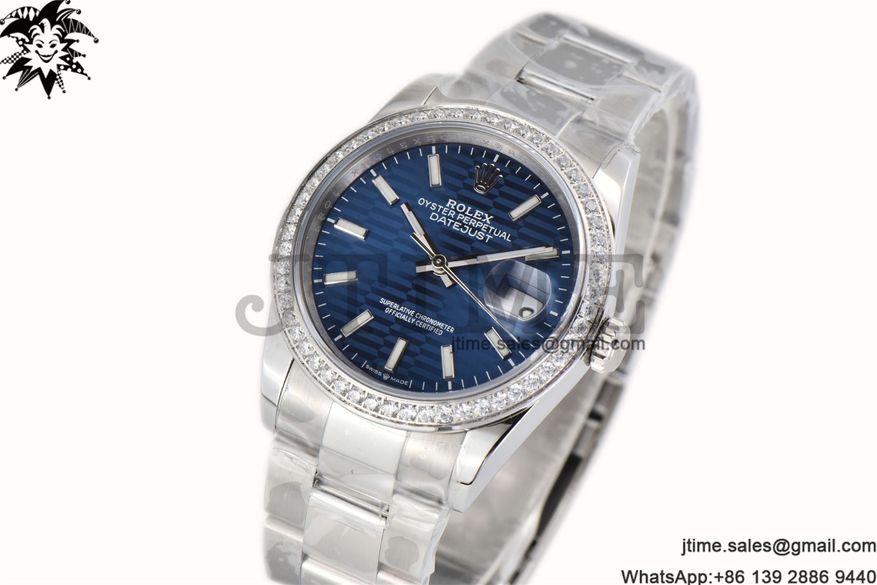 DateJust 36mm SS BPF 1:1 Best Edition Diamond Bezel New Blue Dial on Oyster Bracelet A2824