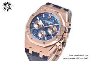Royal Oak Chrono 26331 RG IPF 1:1 Best Edition Blue/RG Dial on Blue Leather Strap A7750