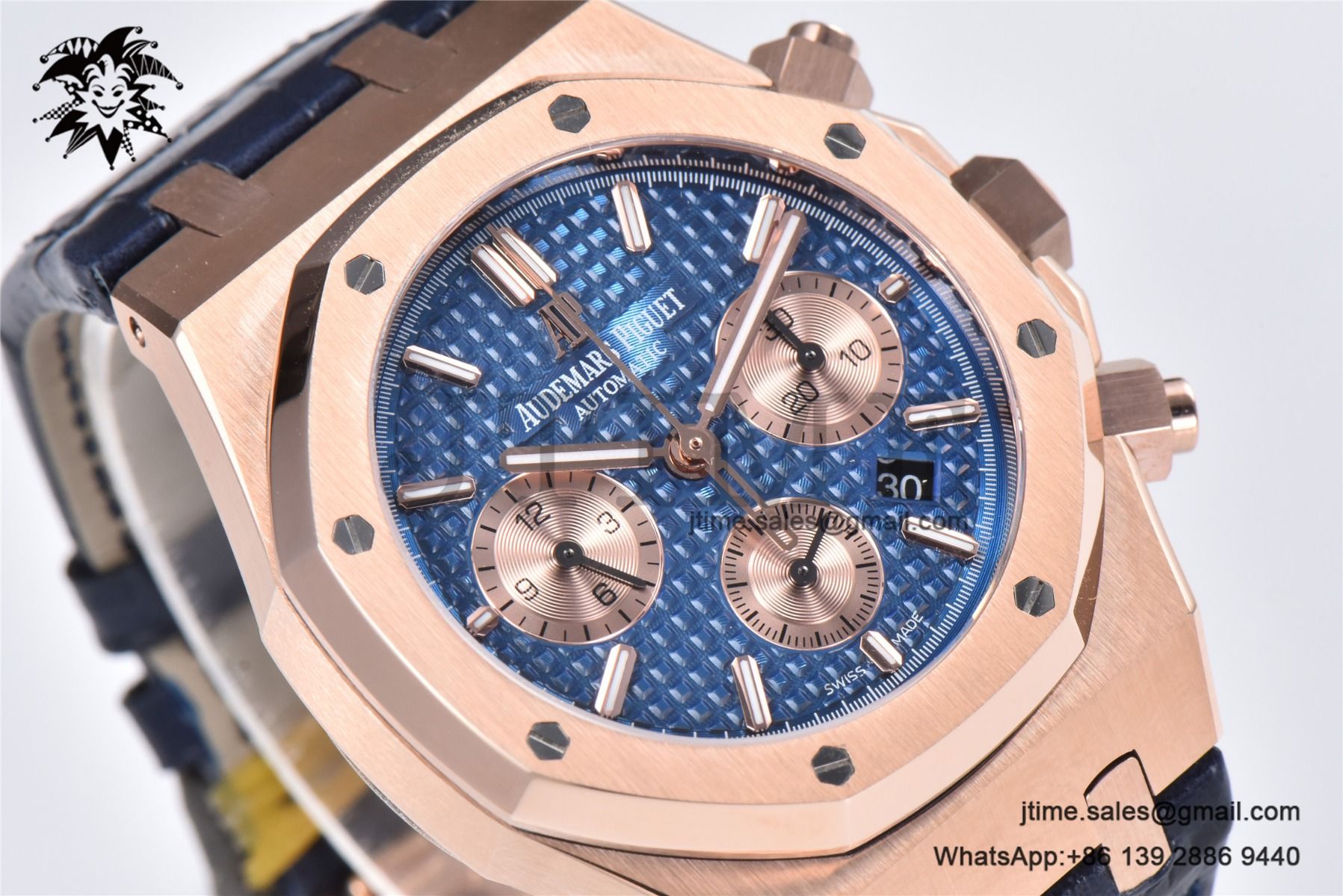 Royal Oak Chrono 26331 RG IPF 1:1 Best Edition Blue/RG Dial on Blue Leather Strap A7750 - Image 24