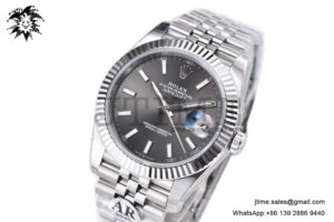DateJust 41mm 126334 904 SS ARF 1:1 Best Edition Gray Dial Sticks Markers on Jubilee Bracelet VR3235