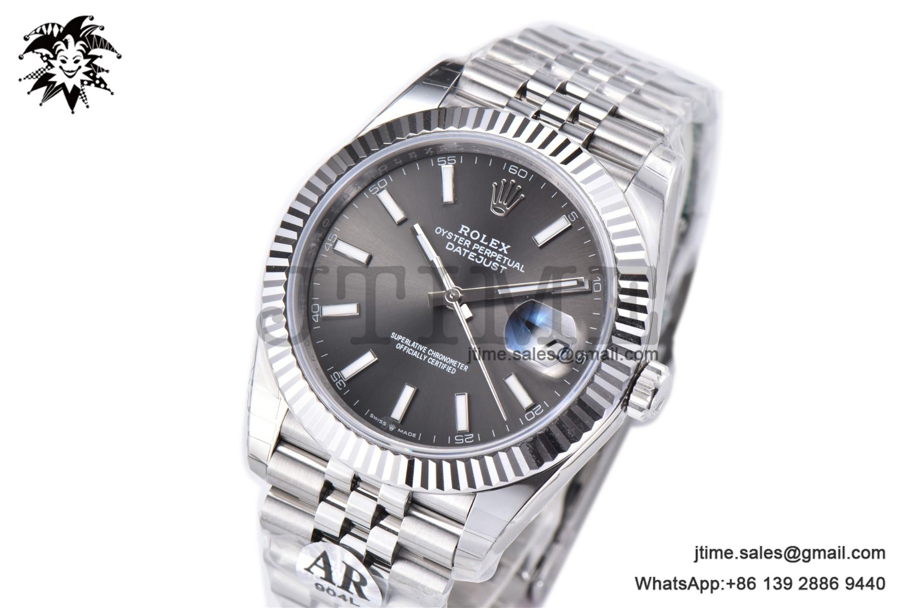DateJust 41mm 126334 904 SS ARF 1:1 Best Edition Gray Dial Sticks Markers on Jubilee Bracelet VR3235