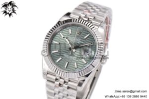 DateJust 41 126334 BPF 1:1 Best Edition 316F Steel Green Fluted Dial on SS Jubilee Bracelet A2824