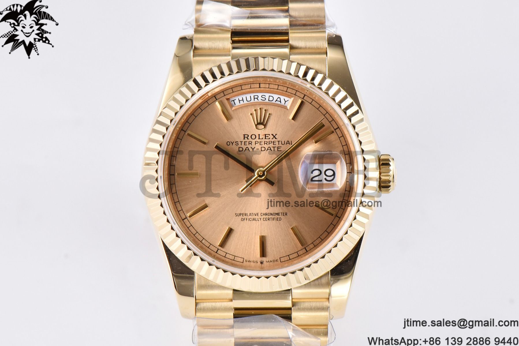 Day Date 36 YG 904L Steel Fluted Bezel GMF 1:1 Best Edition YG Stick Dial on YG Bracelet A2836 - Image 2