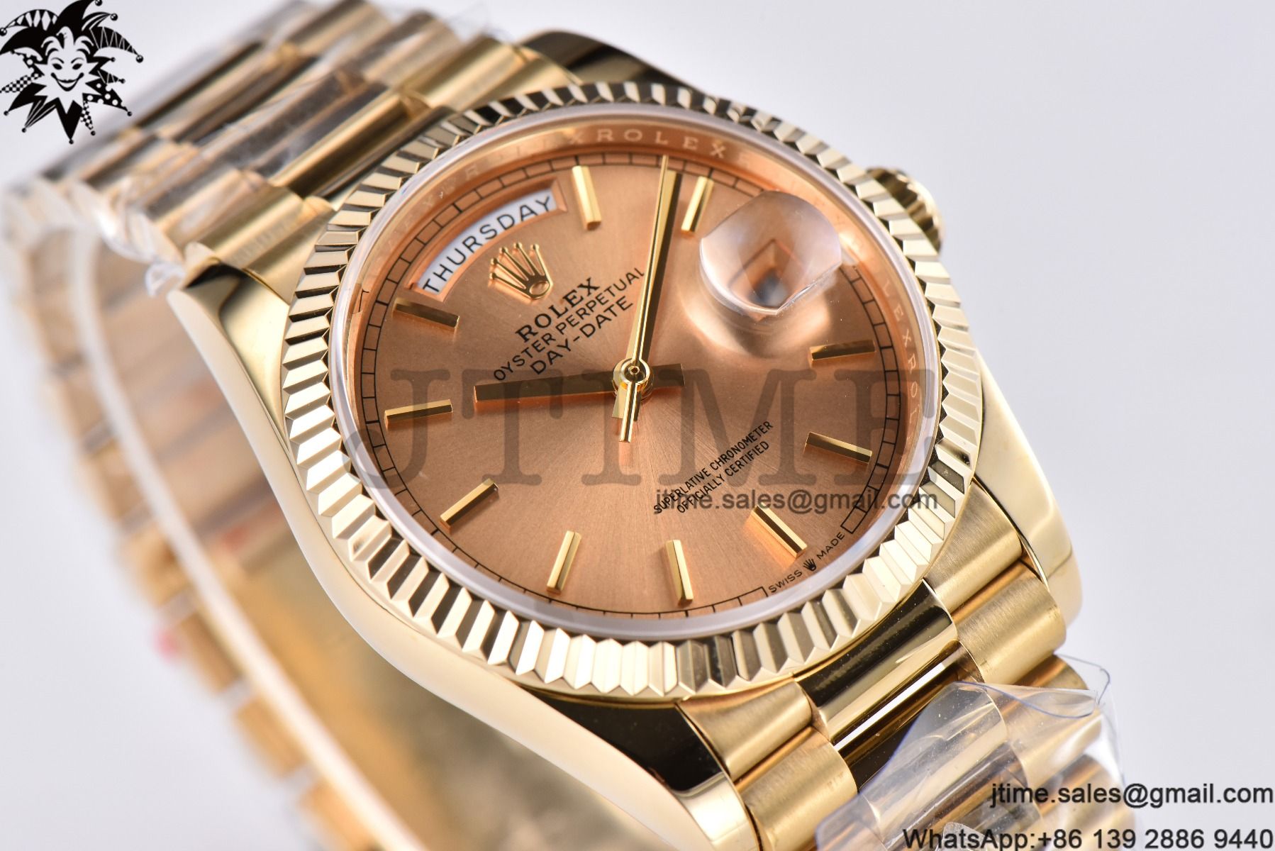 Day Date 36 YG 904L Steel Fluted Bezel GMF 1:1 Best Edition YG Stick Dial on YG Bracelet A2836 - Image 6