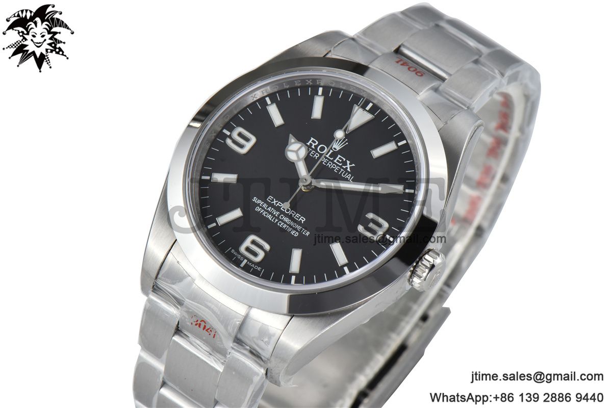 Explorer I 214270 39mm BPF 904L SS Best Edition Black Dial on 904L SS Bracelet A2824