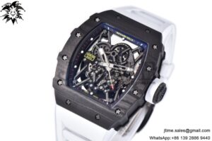 RM035-02 Real NTPT 1:1 Best Edition ZF Skeleton Dial on White Rubber Strap NH05A V3+
