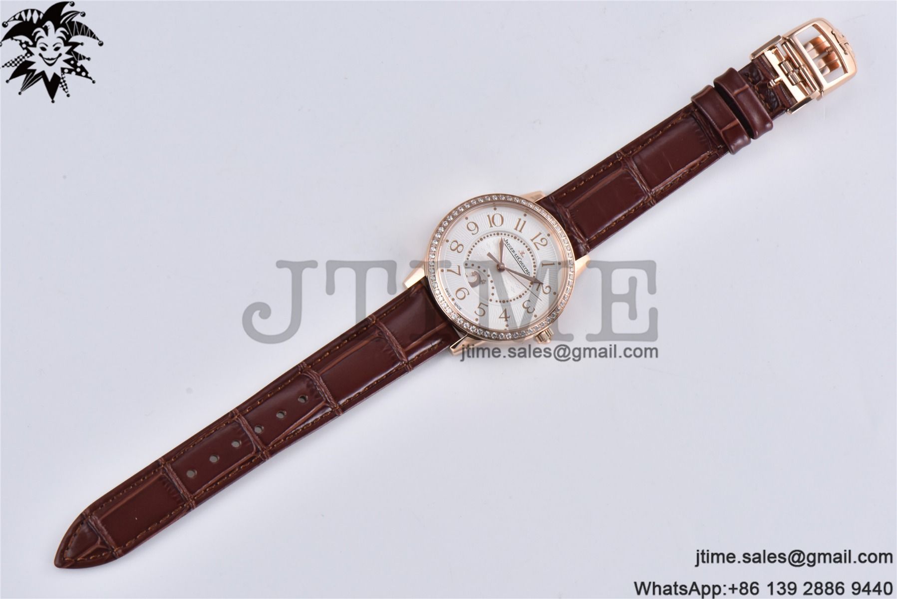 Rendez-Vous Night & Day RG APSF 1:1 Best Edition White Textured Dial Diamonds Bezel on Brown Leather Strap A898 - Image 8
