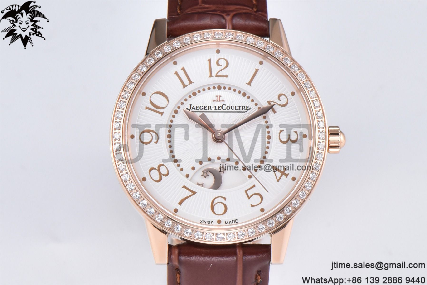 Rendez-Vous Night & Day RG APSF 1:1 Best Edition White Textured Dial Diamonds Bezel on Brown Leather Strap A898 - Image 2
