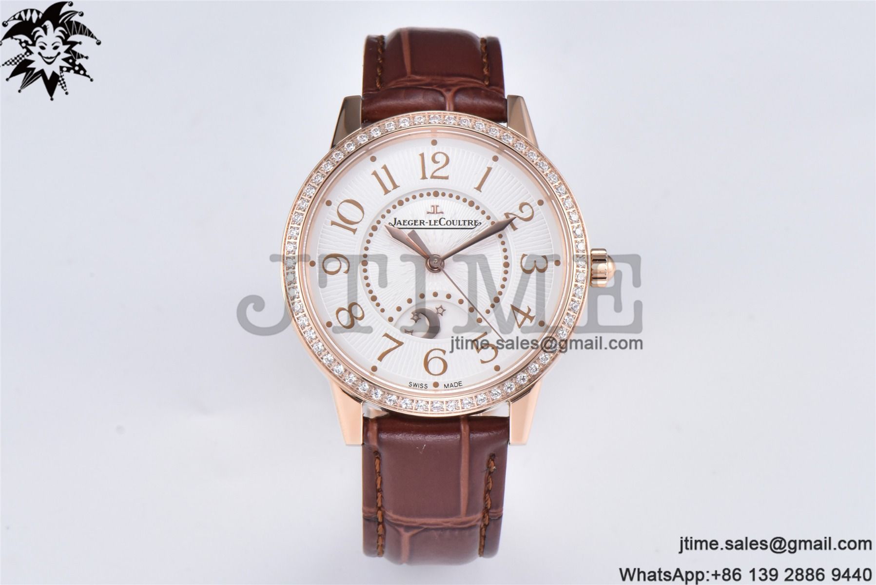 Rendez-Vous Night & Day RG APSF 1:1 Best Edition White Textured Dial Diamonds Bezel on Brown Leather Strap A898 - Image 3