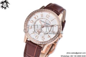 Rendez-Vous Night & Day RG APSF 1:1 Best Edition White Textured Dial Diamonds Bezel on Brown Leather Strap A898