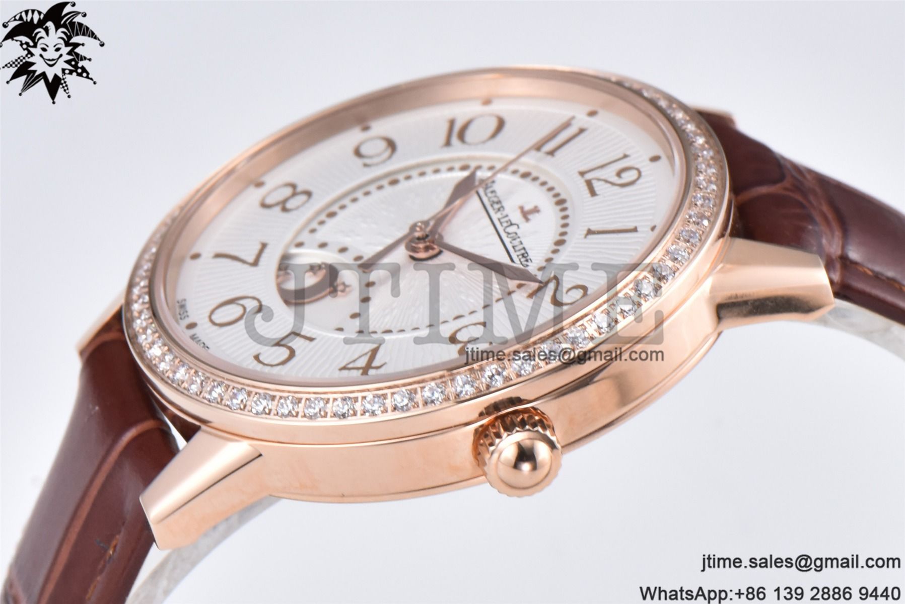 Rendez-Vous Night & Day RG APSF 1:1 Best Edition White Textured Dial Diamonds Bezel on Brown Leather Strap A898 - Image 6