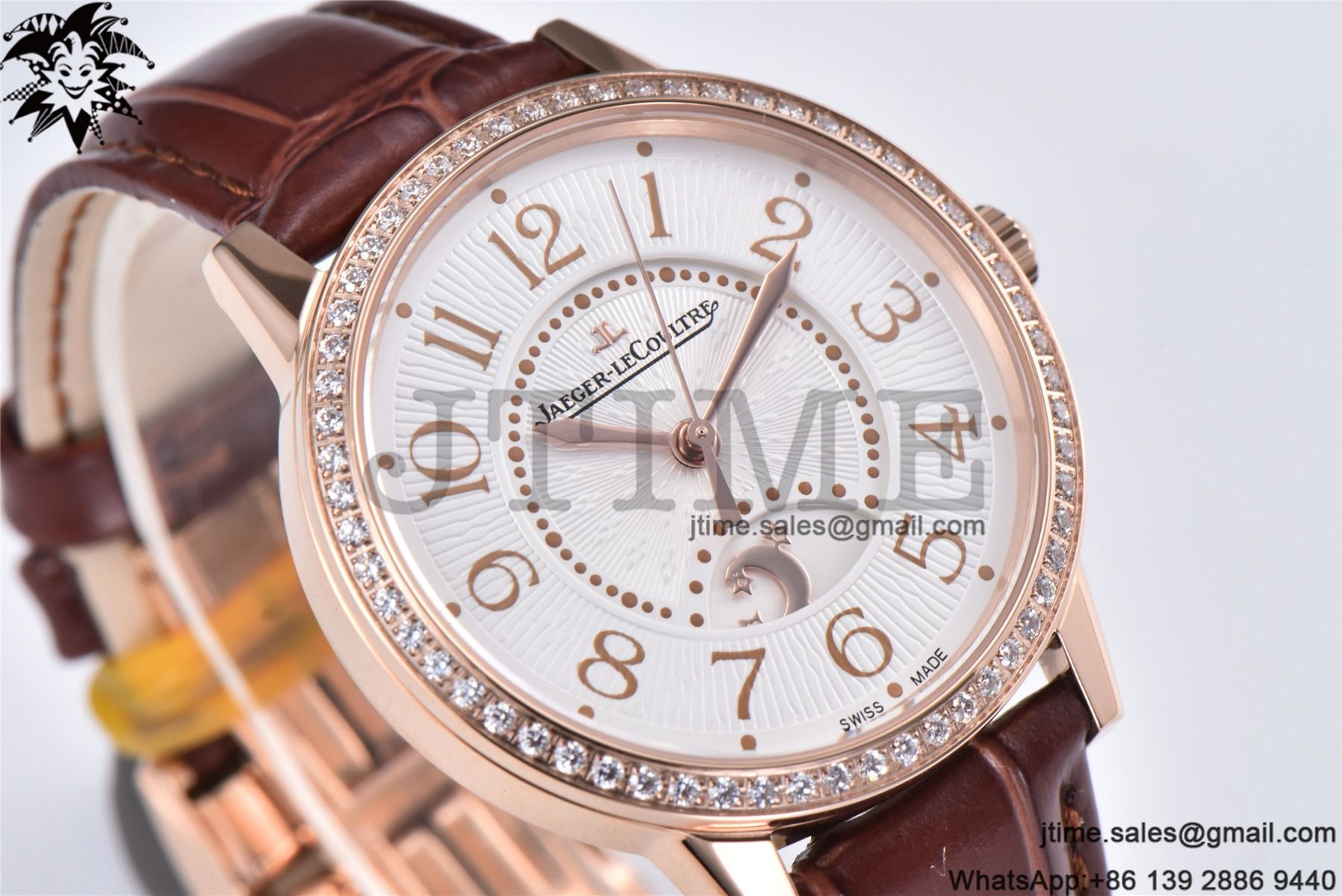 Rendez-Vous Night & Day RG APSF 1:1 Best Edition White Textured Dial Diamonds Bezel on Brown Leather Strap A898 - Image 5