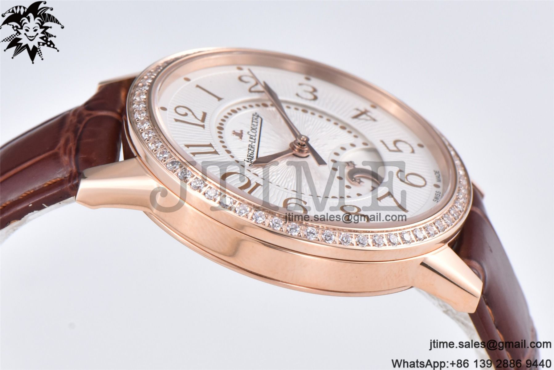 Rendez-Vous Night & Day RG APSF 1:1 Best Edition White Textured Dial Diamonds Bezel on Brown Leather Strap A898 - Image 7