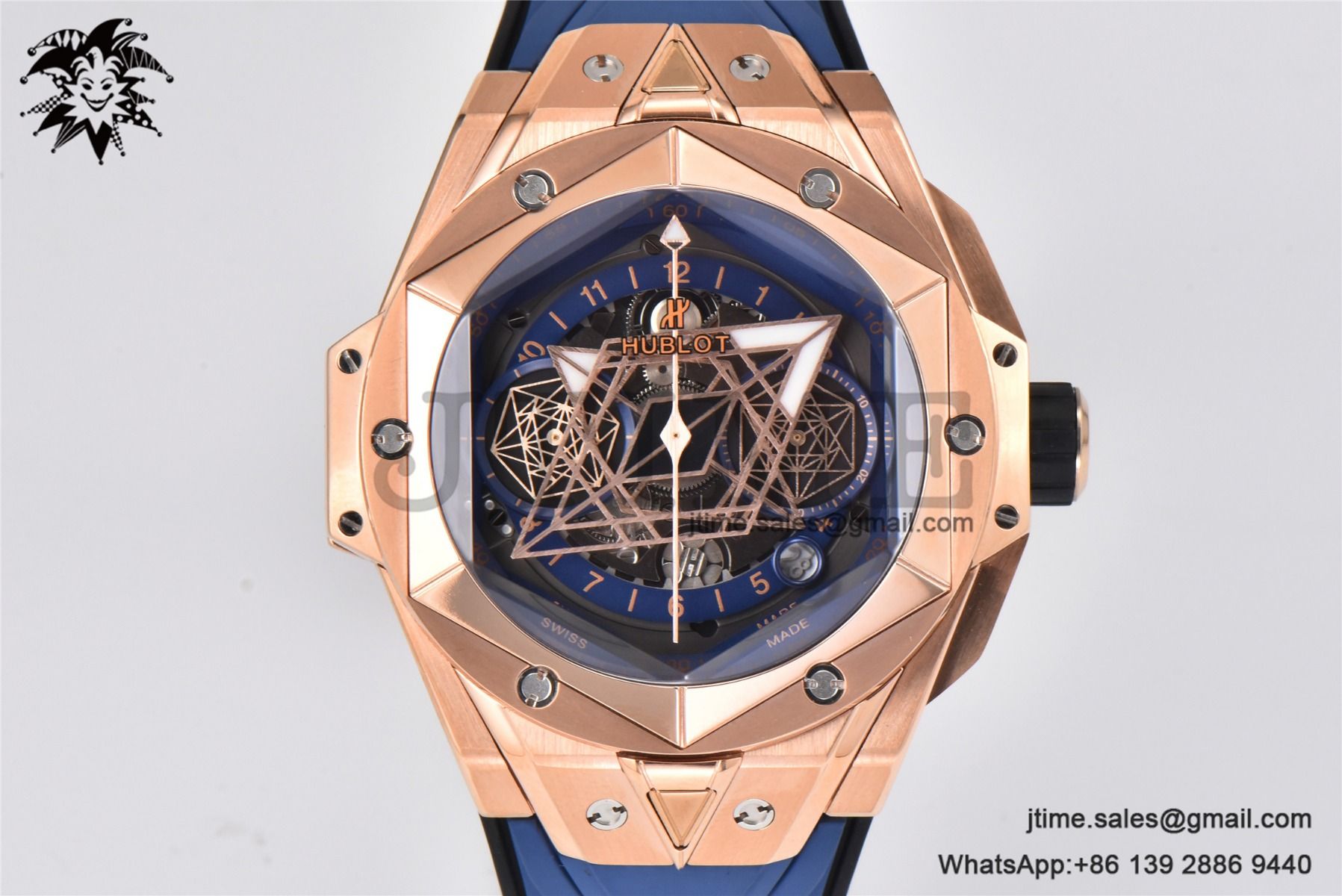 Big Bang Sang Bleu II Chrono RG BBF Best Edition Blue Dial on Blue Rubber Strap HUB1240 - Image 3