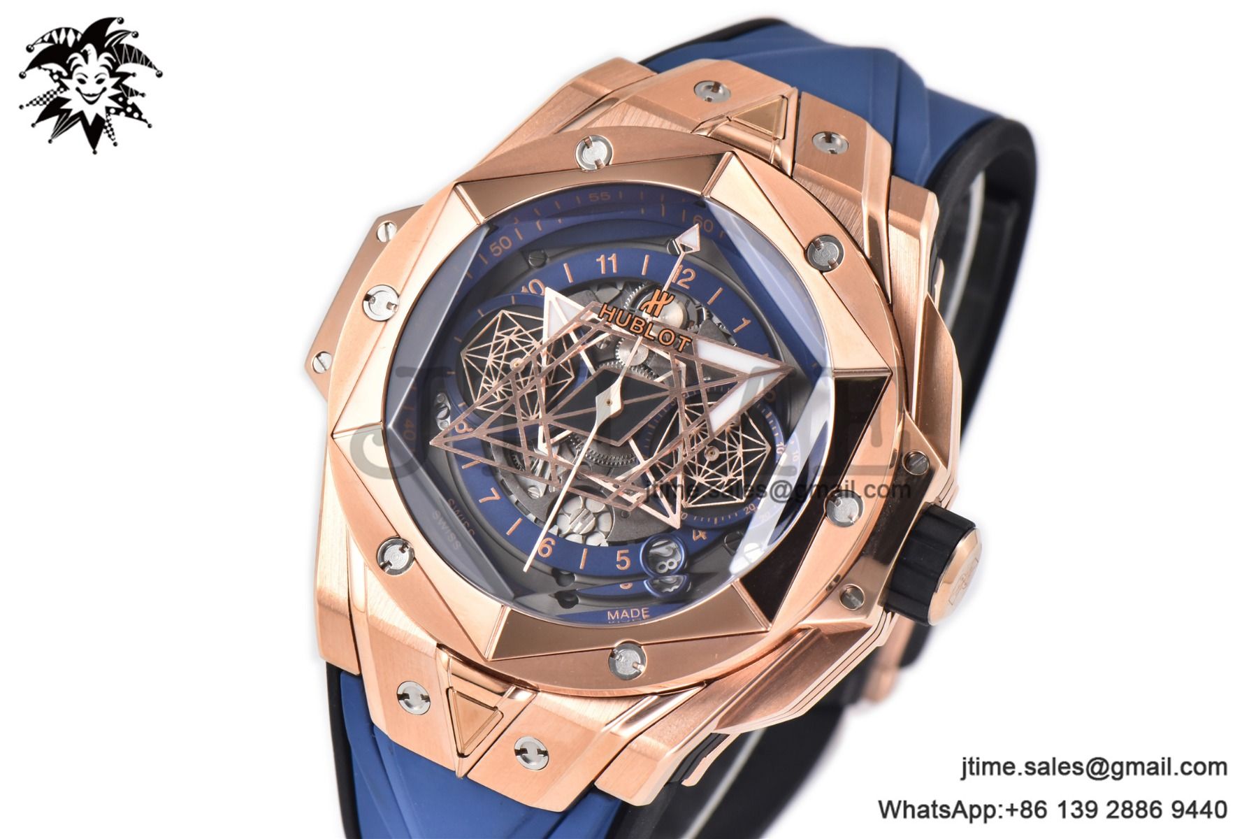 Big Bang Sang Bleu II Chrono RG BBF Best Edition Blue Dial on Blue Rubber Strap HUB1240