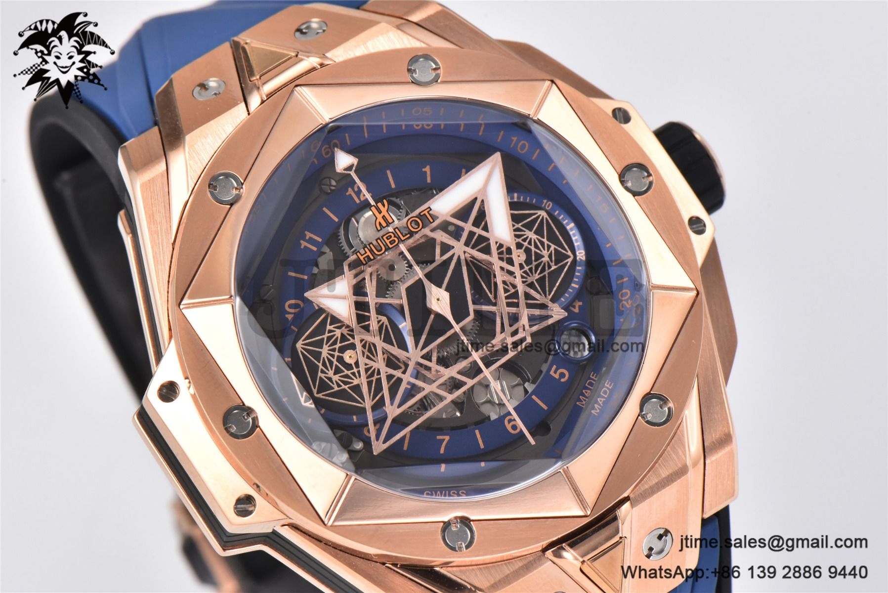 Big Bang Sang Bleu II Chrono RG BBF Best Edition Blue Dial on Blue Rubber Strap HUB1240 - Image 4