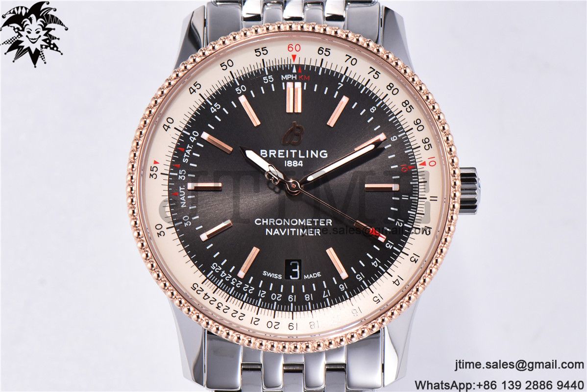 Navitimer 1 SS 41mm TF 1:1 Best Edition RG Bezel Gray Dial on SS Bracelet A2824 - Image 14