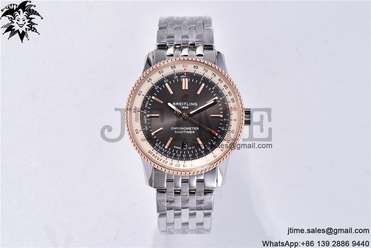 Navitimer 1 SS 41mm TF 1:1 Best Edition RG Bezel Gray Dial on SS Bracelet A2824 - Image 15