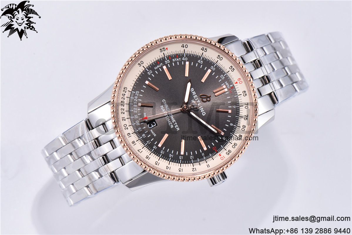 Navitimer 1 SS 41mm TF 1:1 Best Edition RG Bezel Gray Dial on SS Bracelet A2824 - Image 16