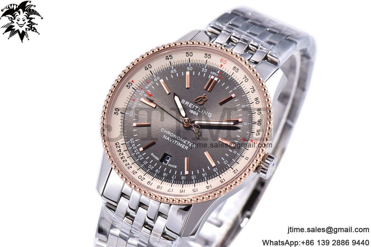 Navitimer 1 SS 41mm TF 1:1 Best Edition RG Bezel Gray Dial on SS Bracelet A2824