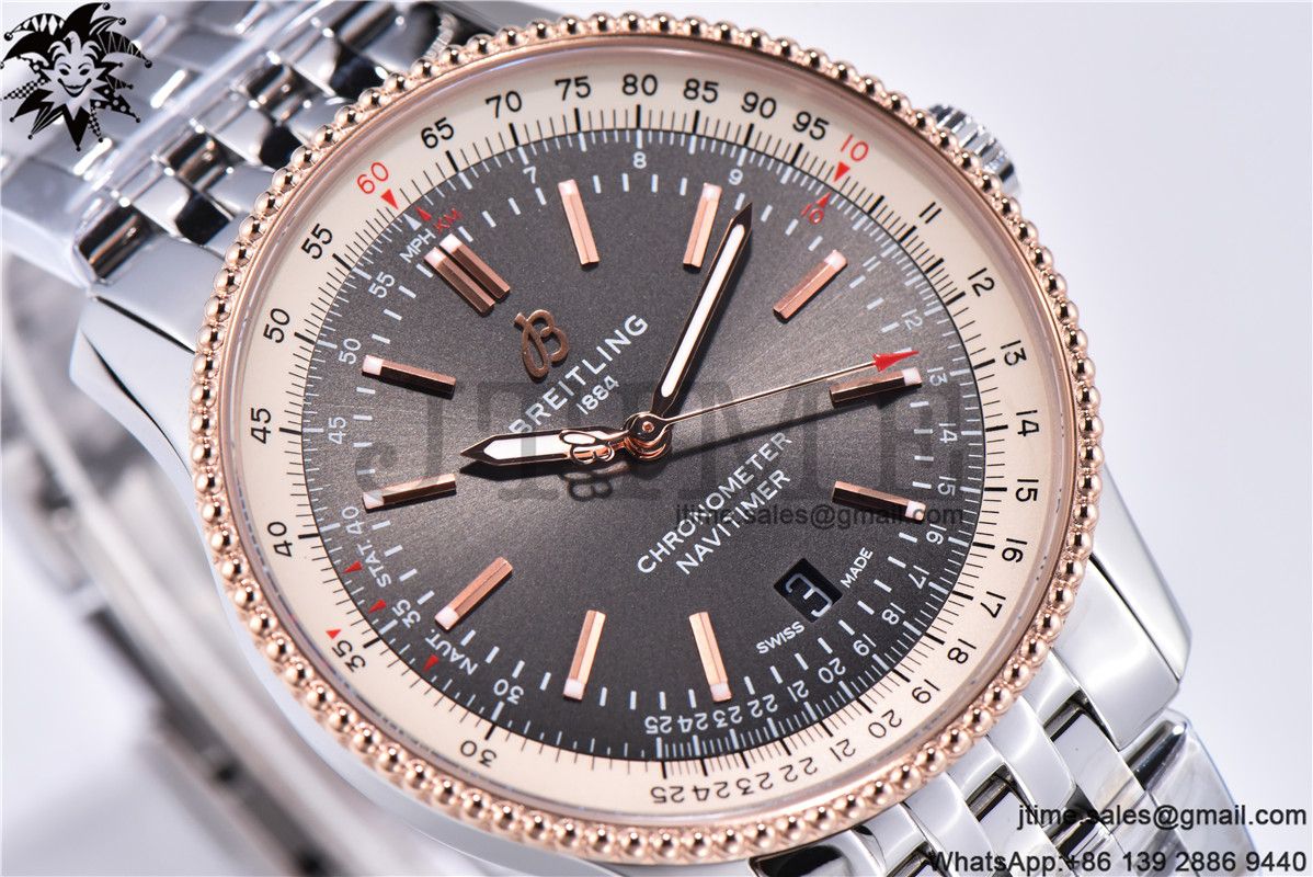 Navitimer 1 SS 41mm TF 1:1 Best Edition RG Bezel Gray Dial on SS Bracelet A2824 - Image 6