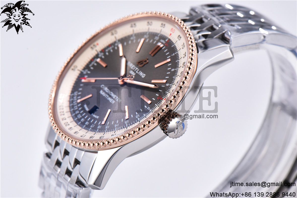 Navitimer 1 SS 41mm TF 1:1 Best Edition RG Bezel Gray Dial on SS Bracelet A2824 - Image 7