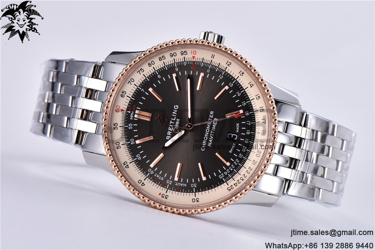Navitimer 1 SS 41mm TF 1:1 Best Edition RG Bezel Gray Dial on SS Bracelet A2824 - Image 9