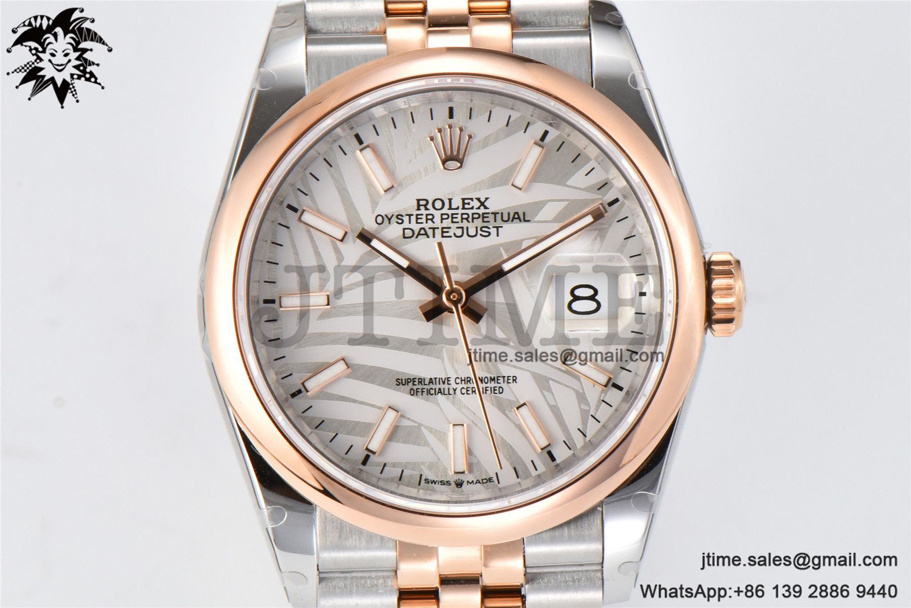 DateJust 36 SS/RG 126203 BPF 1:1 Best Edition Silver Plam Dial on Jubilee Bracelet A2824 - Image 2