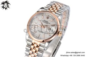 DateJust 36 SS/RG 126203 BPF 1:1 Best Edition Silver Plam Dial on Jubilee Bracelet A2824