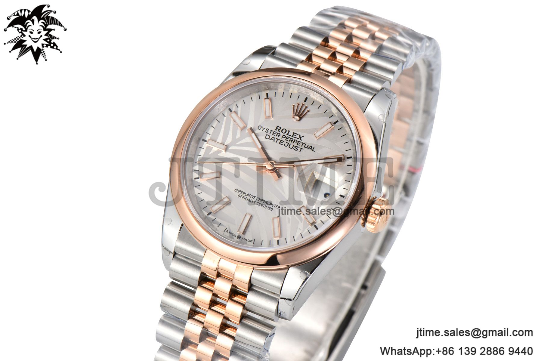 DateJust 36 SS/RG 126203 BPF 1:1 Best Edition Silver Plam Dial on Jubilee Bracelet A2824