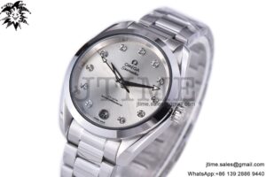Aqua Terra 34mm Ladies SS VSF 1:1 Best Edition Silver Dial Diamonds Markers on SS Bracelet A8800