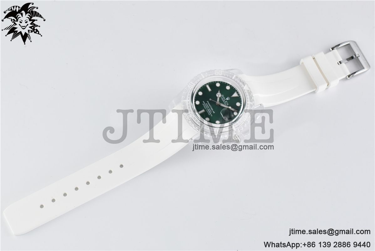 Submariner Phantomlab Transparent KZF Best Edition Green Dial on White Rubber Strap VR3135 - Image 8