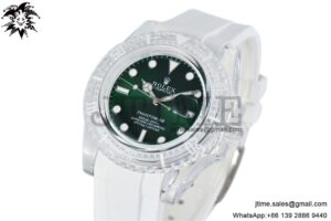 Submariner Phantomlab Transparent KZF Best Edition Green Dial on White Rubber Strap VR3135