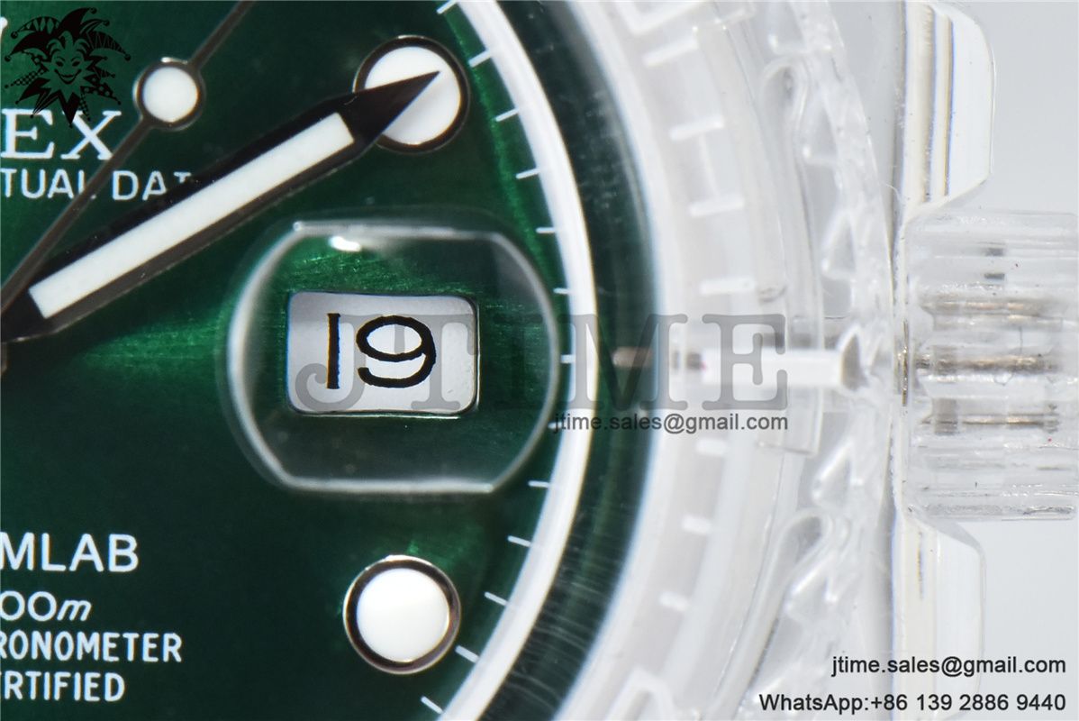 Submariner Phantomlab Transparent KZF Best Edition Green Dial on White Rubber Strap VR3135 - Image 11