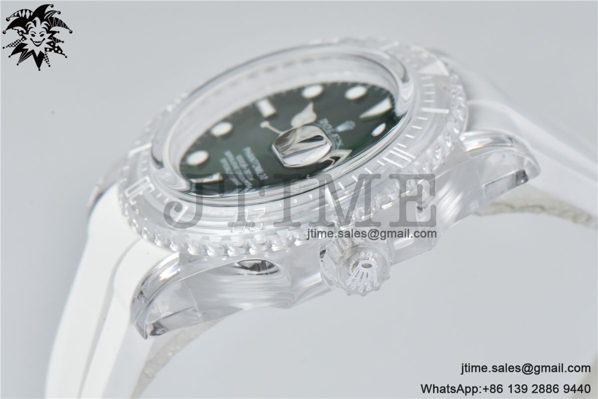 Submariner Phantomlab Transparent KZF Best Edition Green Dial on White Rubber Strap VR3135 - Image 6