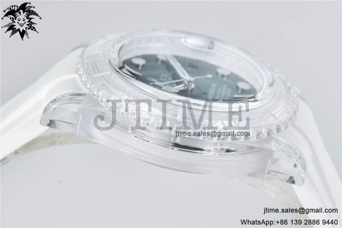 Submariner Phantomlab Transparent KZF Best Edition Green Dial on White Rubber Strap VR3135 - Image 7