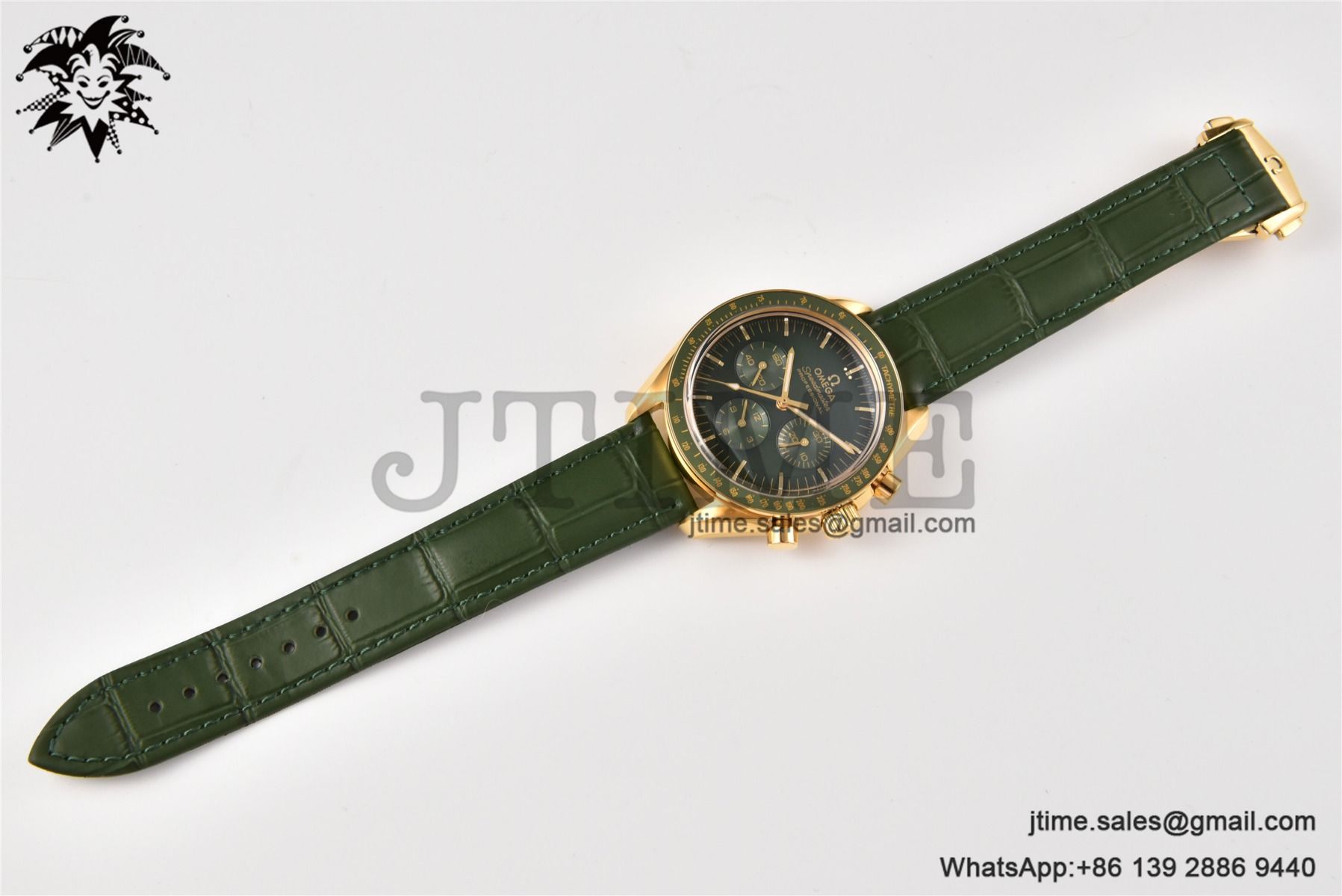Speedmaster Moonwatch in Moonshine RG V6SF Best Edition Green Dial on Green Leather Strap Manual Chrono - Image 8