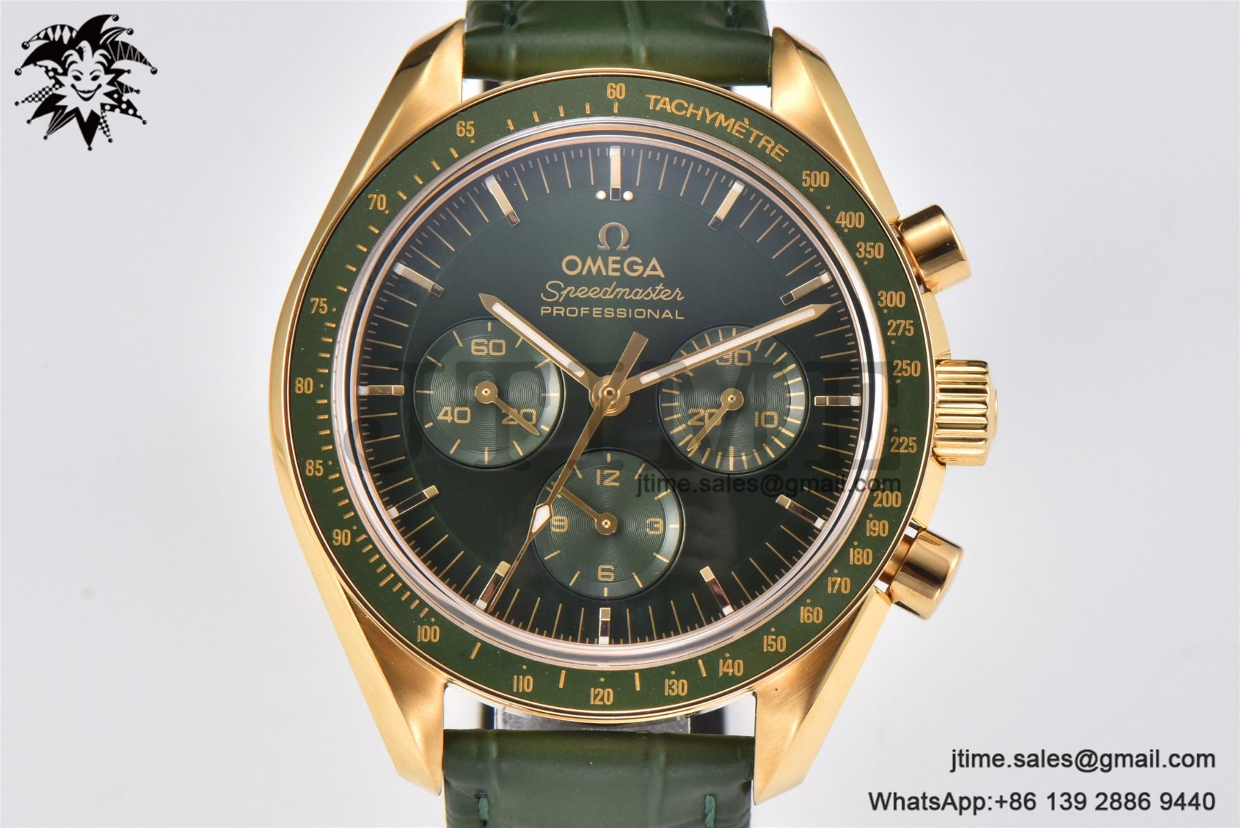 Speedmaster Moonwatch in Moonshine RG V6SF Best Edition Green Dial on Green Leather Strap Manual Chrono - Image 2