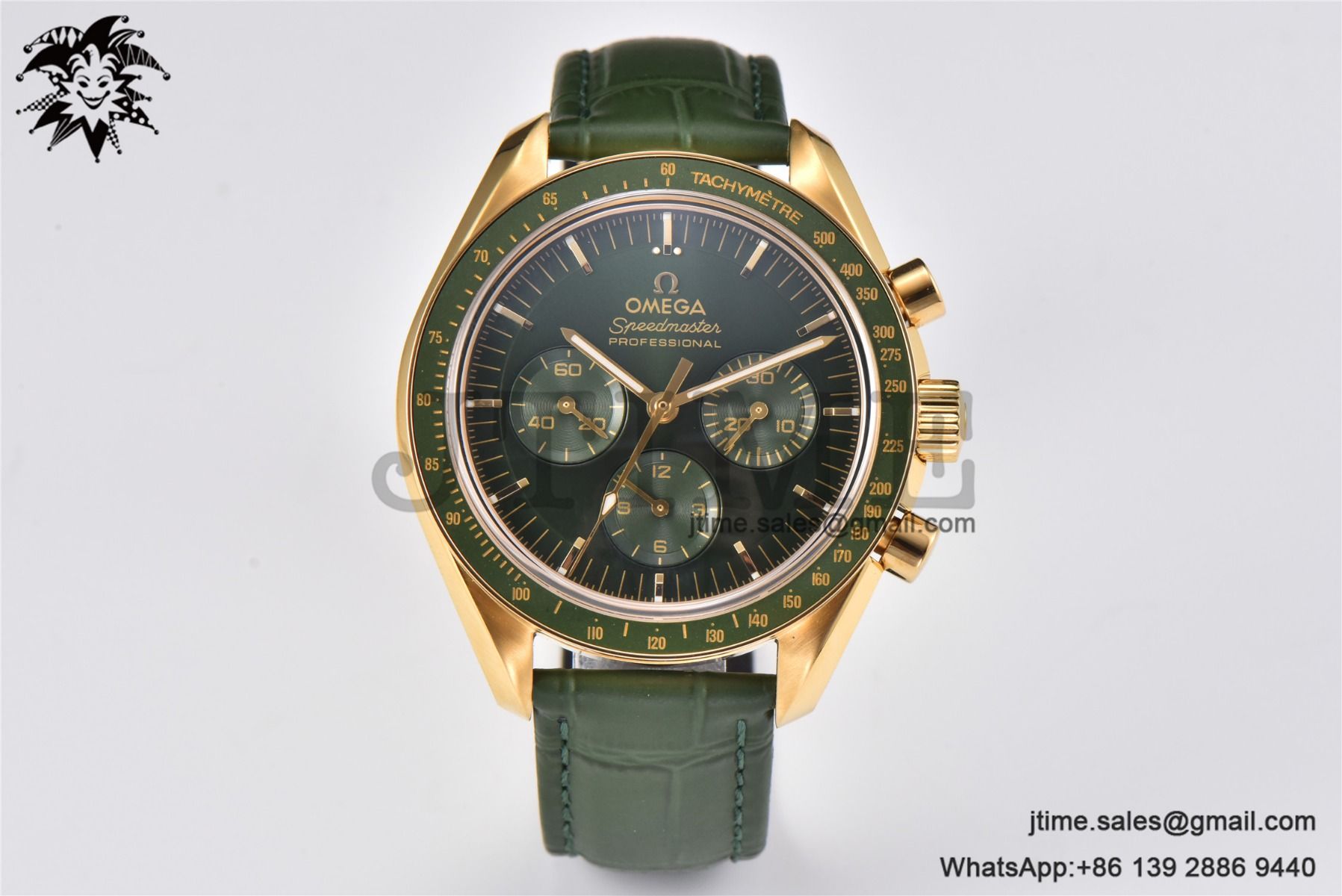Speedmaster Moonwatch in Moonshine RG V6SF Best Edition Green Dial on Green Leather Strap Manual Chrono - Image 3