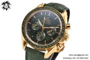 Speedmaster Moonwatch in Moonshine RG V6SF Best Edition Green Dial on Green Leather Strap Manual Chrono