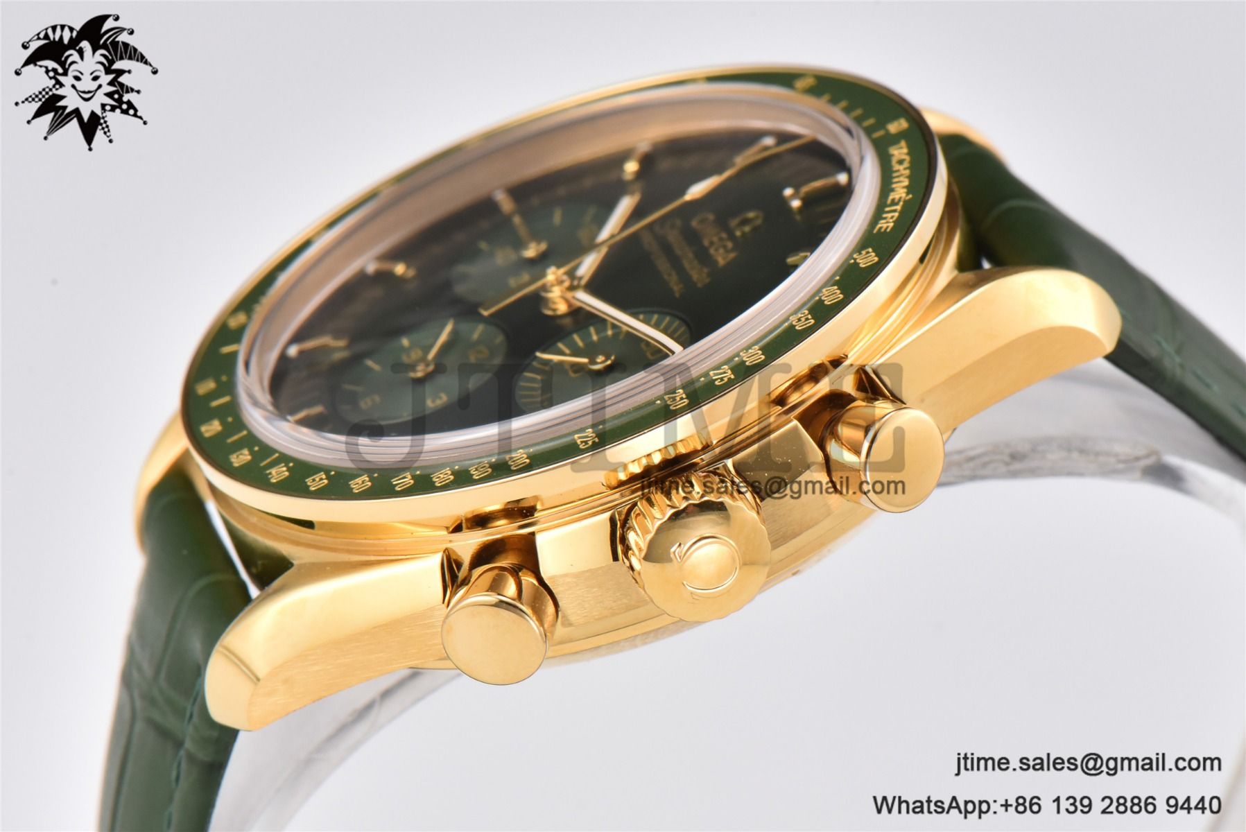 Speedmaster Moonwatch in Moonshine RG V6SF Best Edition Green Dial on Green Leather Strap Manual Chrono - Image 6