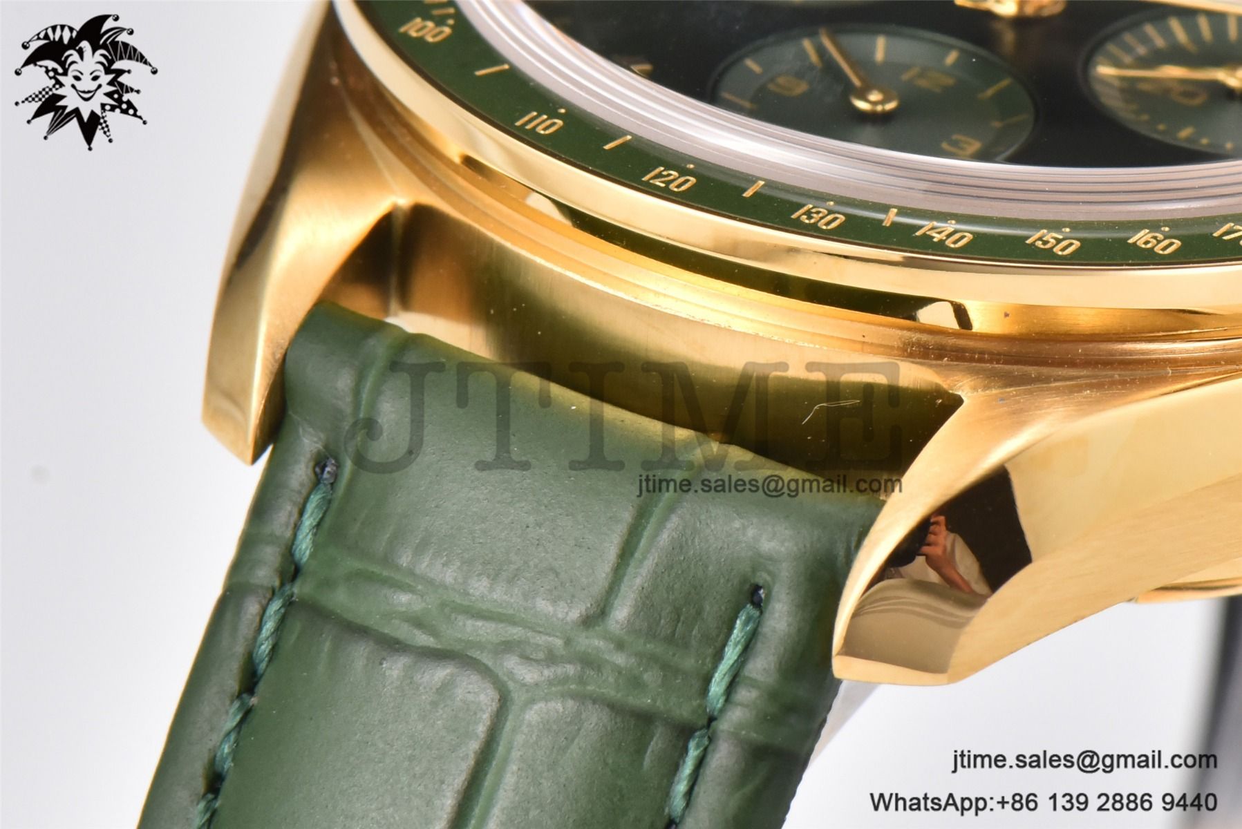 Speedmaster Moonwatch in Moonshine RG V6SF Best Edition Green Dial on Green Leather Strap Manual Chrono - Image 11
