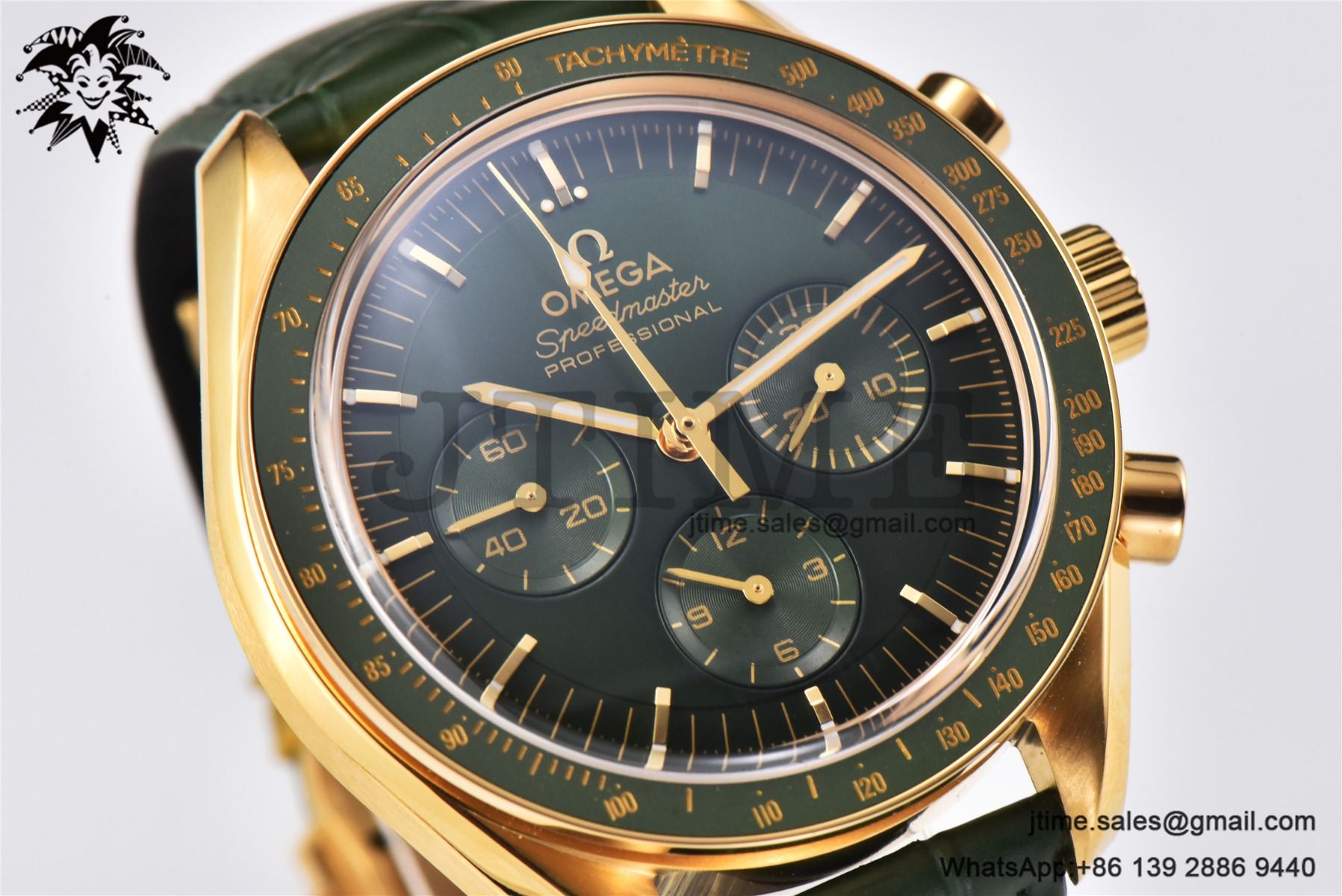 Speedmaster Moonwatch in Moonshine RG V6SF Best Edition Green Dial on Green Leather Strap Manual Chrono - Image 4