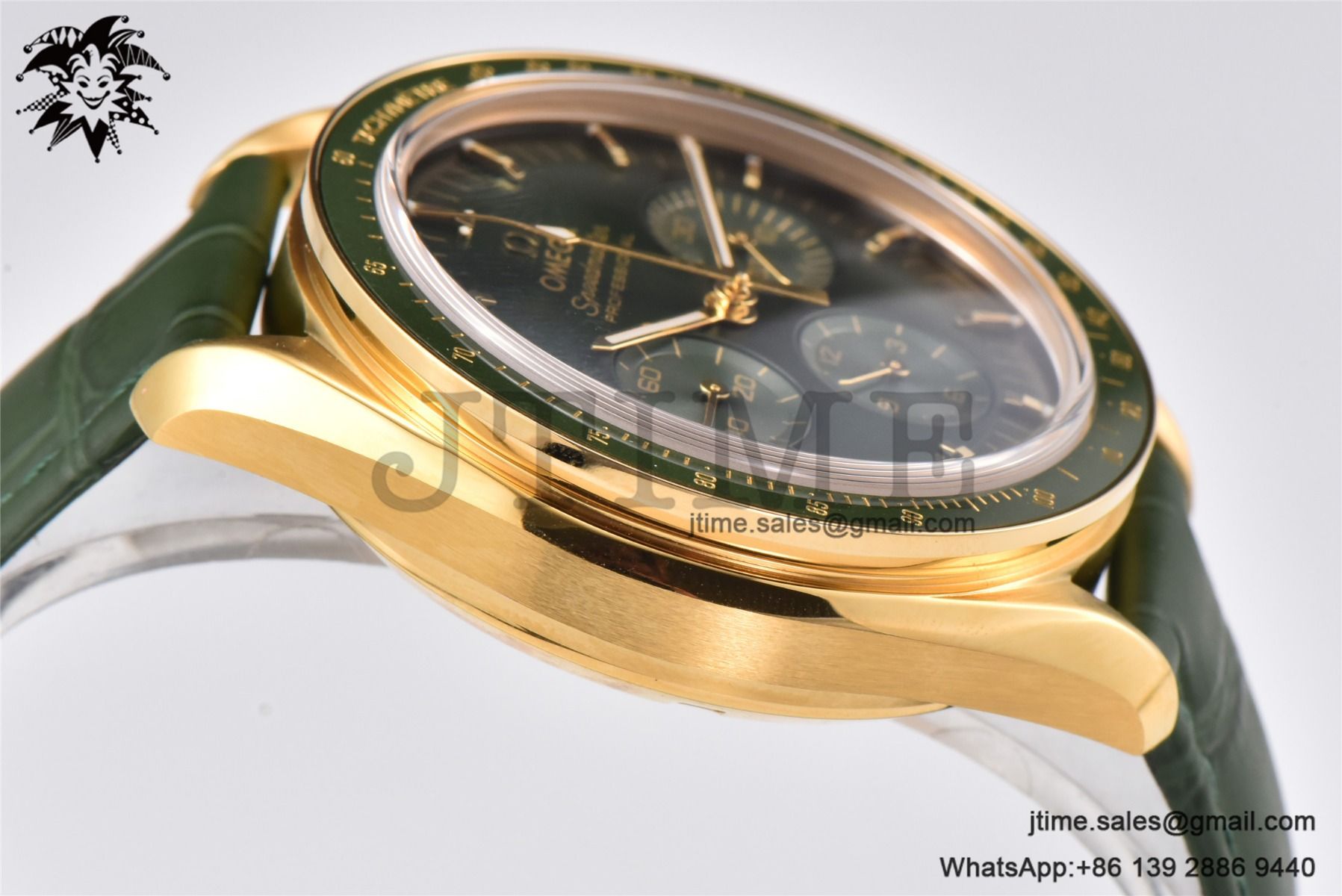 Speedmaster Moonwatch in Moonshine RG V6SF Best Edition Green Dial on Green Leather Strap Manual Chrono - Image 7