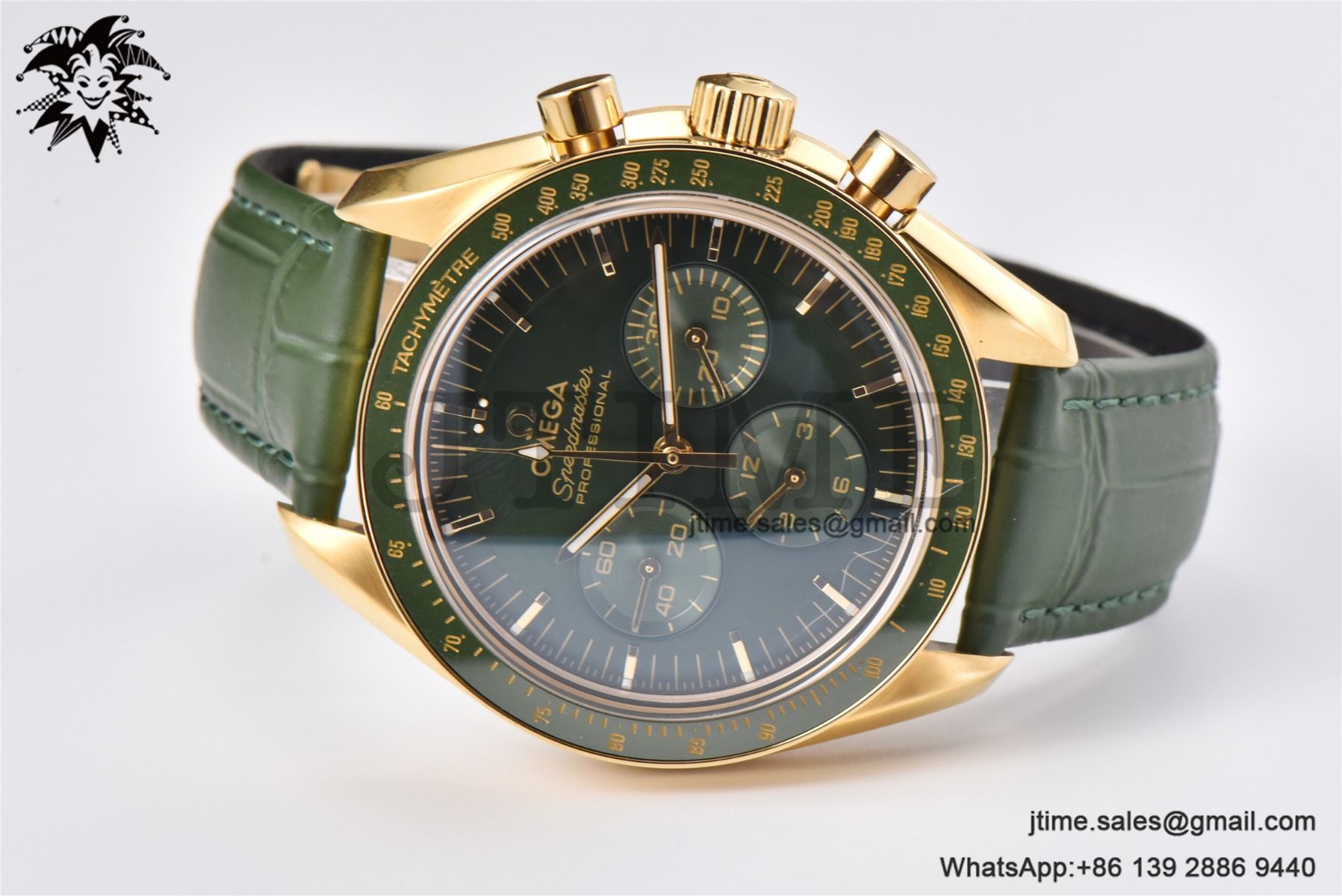 Speedmaster Moonwatch in Moonshine RG V6SF Best Edition Green Dial on Green Leather Strap Manual Chrono - Image 5