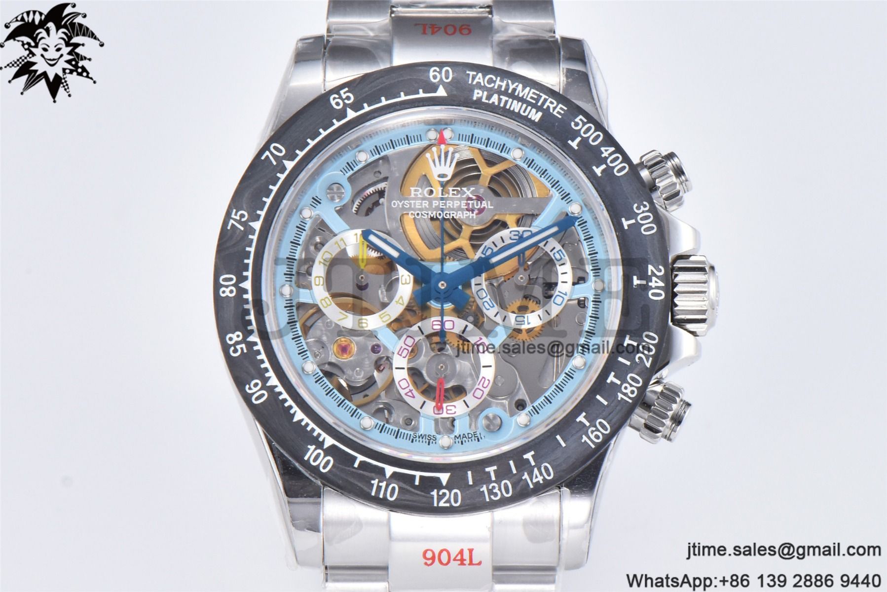 Daytona Montoya Custom Made 1:1 Best Edition Carbon Fiber Bezel Colorful Skeleton Dial on SS Oyster Bracelet SA4130 - Image 3