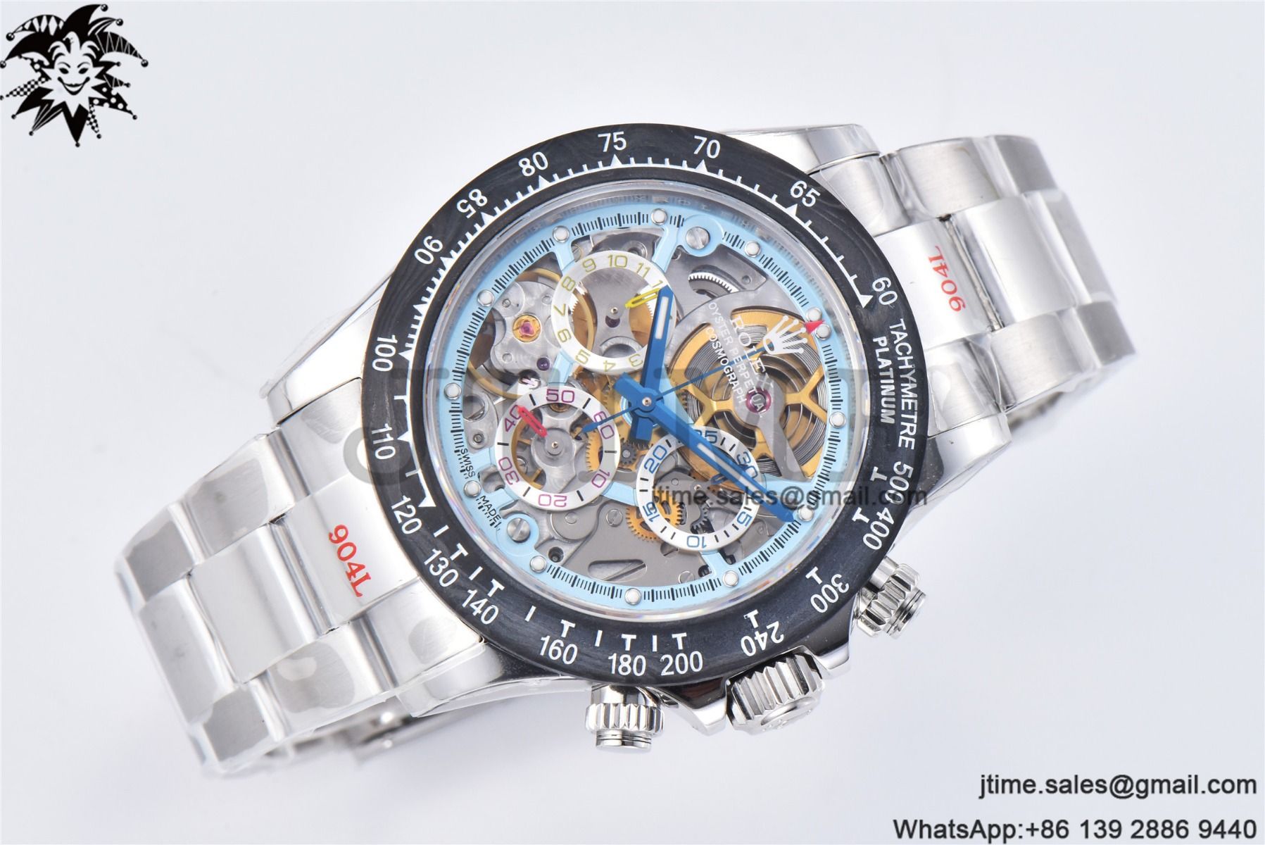 Daytona Montoya Custom Made 1:1 Best Edition Carbon Fiber Bezel Colorful Skeleton Dial on SS Oyster Bracelet SA4130 - Image 5
