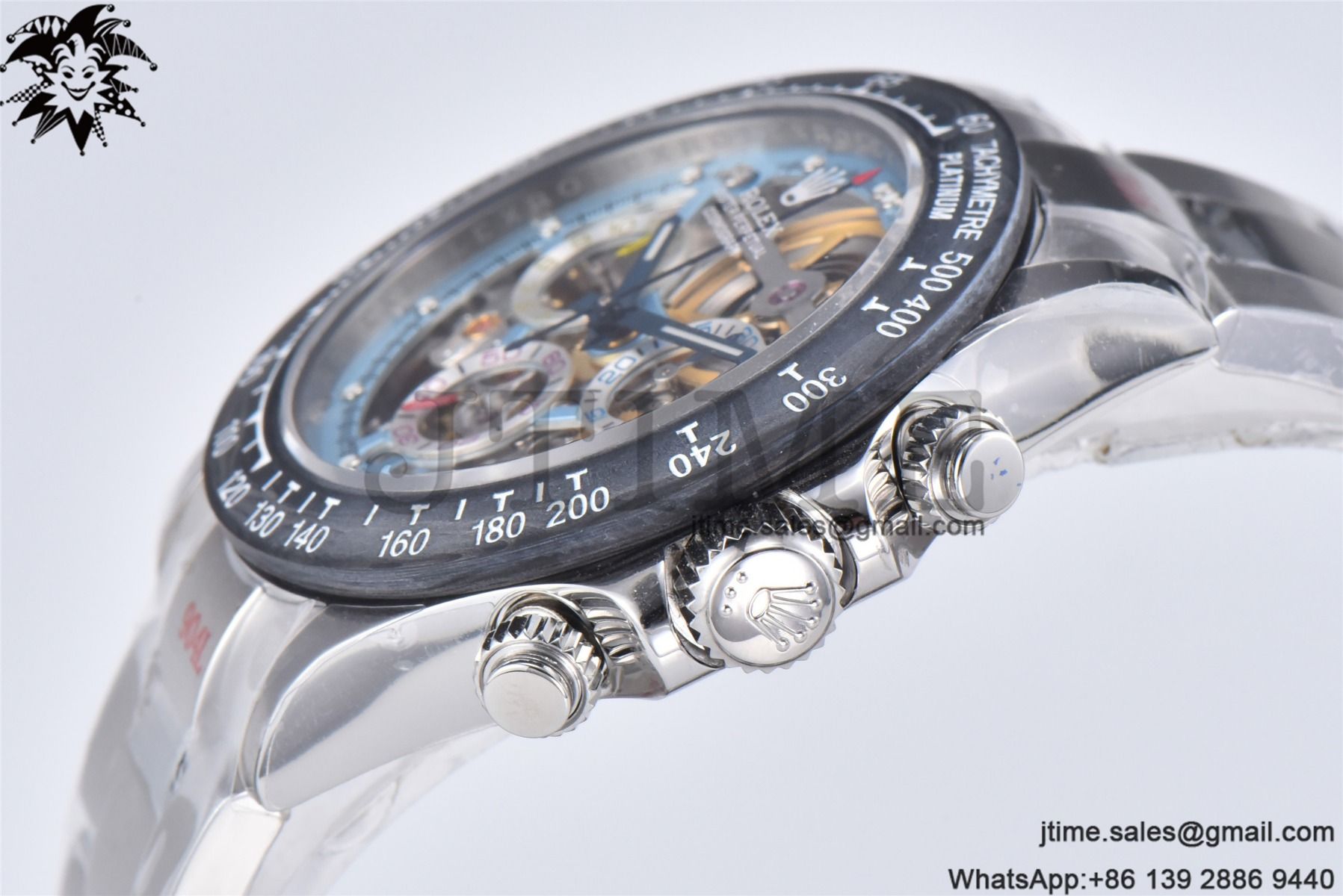 Daytona Montoya Custom Made 1:1 Best Edition Carbon Fiber Bezel Colorful Skeleton Dial on SS Oyster Bracelet SA4130 - Image 7
