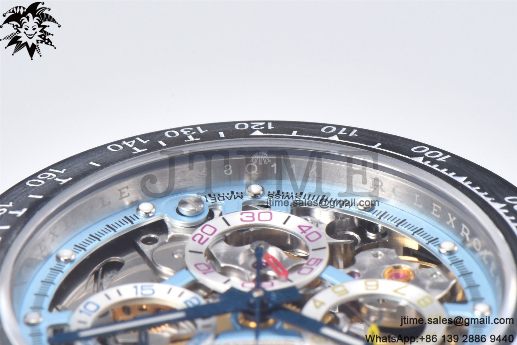Daytona Montoya Custom Made 1:1 Best Edition Carbon Fiber Bezel Colorful Skeleton Dial on SS Oyster Bracelet SA4130 - Image 13