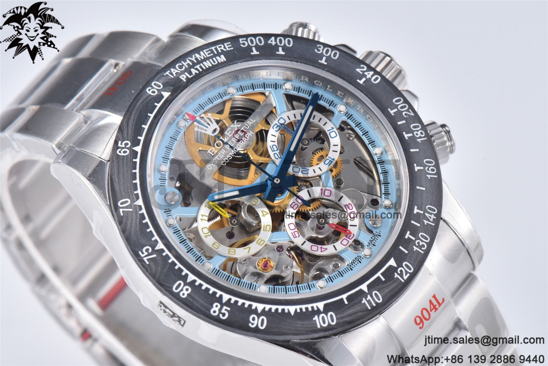 Daytona Montoya Custom Made 1:1 Best Edition Carbon Fiber Bezel Colorful Skeleton Dial on SS Oyster Bracelet SA4130 - Image 6